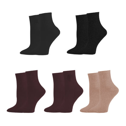 5 Pairs Women Cotton Crew Socks Soft