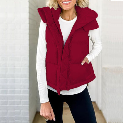 Deal Womens Quilted Puffer Vest Hooded Winter Buy 2 Get 1 Gift