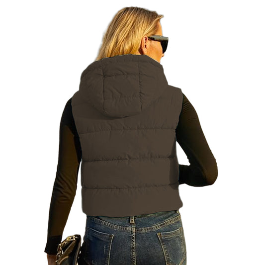 Women's Puffer Vest Sleeveless Quilted Gilet with Detachable Hood