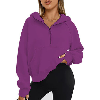 Womens Oversized Sweatshirts Fashion Half Zip Pullover Long Sleeve