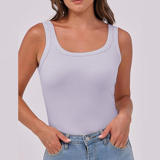 Women Sleeveless High Neck Rib-Knit Crop Tank Top