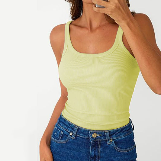 Womens Sleeveless Basic Ribbed Fitted Tank Top