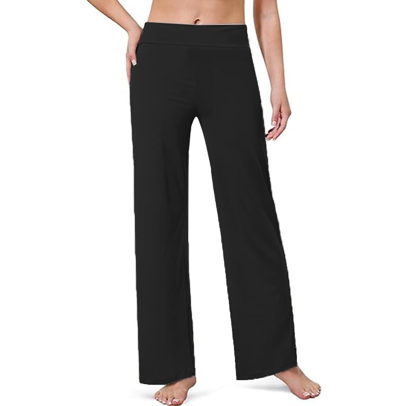 Wide Leg Stretchy Casual Pants for Women High Waisted