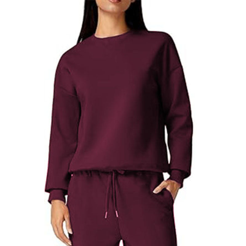 2 piece sports shirt long sleeved wide leg sports pants with pocket sportswear