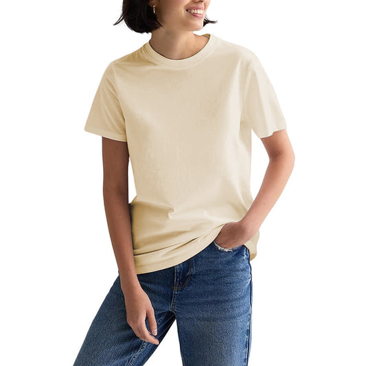 Women Scoop Neck Fitted Shirt Basic Short Sleeves