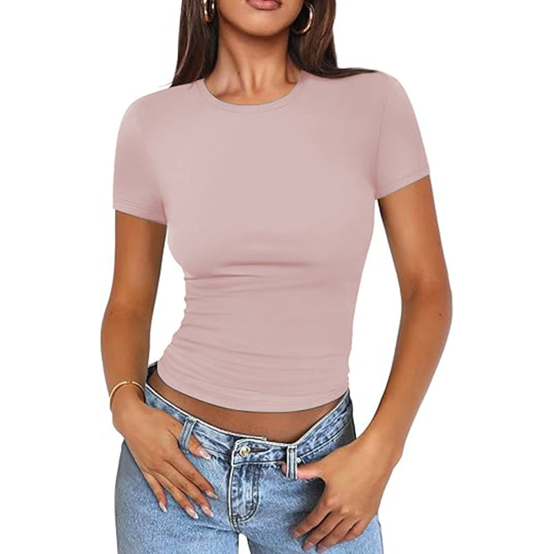 Women Summer Scoop Neck Short Sleeve T-Shirt