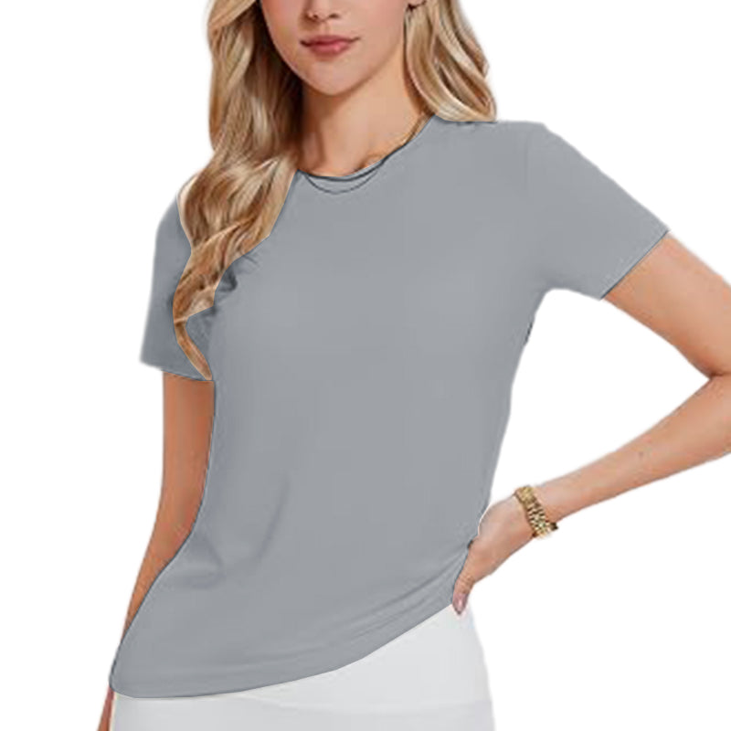 Women's slim fit short sleeved elastic casual basic T-shirt