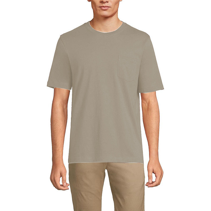 New Men Short Sleeve Tees Casual Cotton Basic Shirts with Pocket