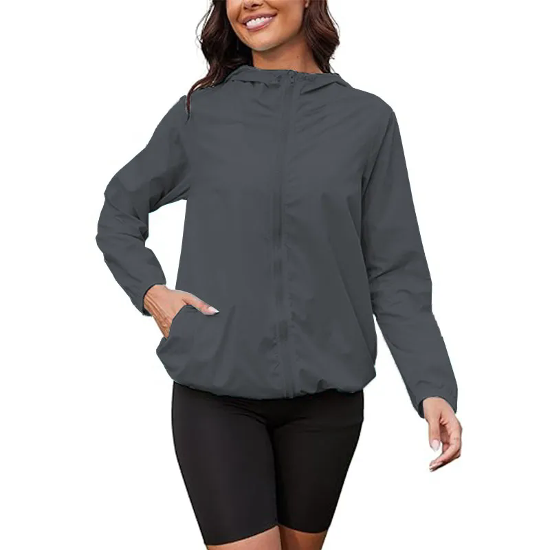 Women Full Zip Up Long Sleeve Sweatshirts Drawstring Jackets