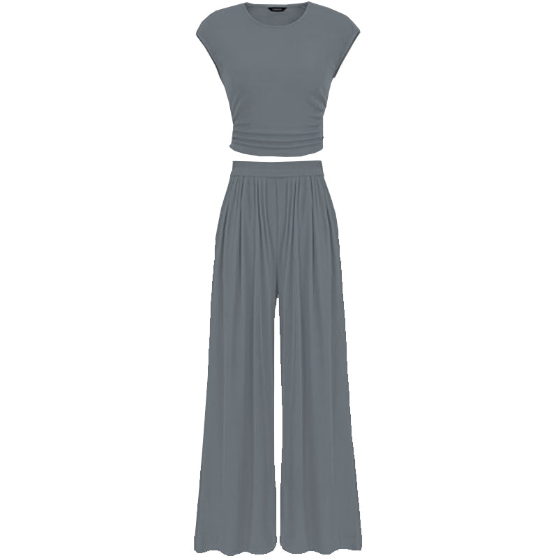 Women Summer 2 Piece Tank Top Cropped Wide Leg Pants Lounge Sets