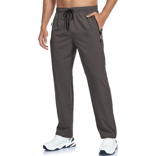Men's Open Bottom Sweatpants with Pockets Relaxed Fit Moisture Wicking