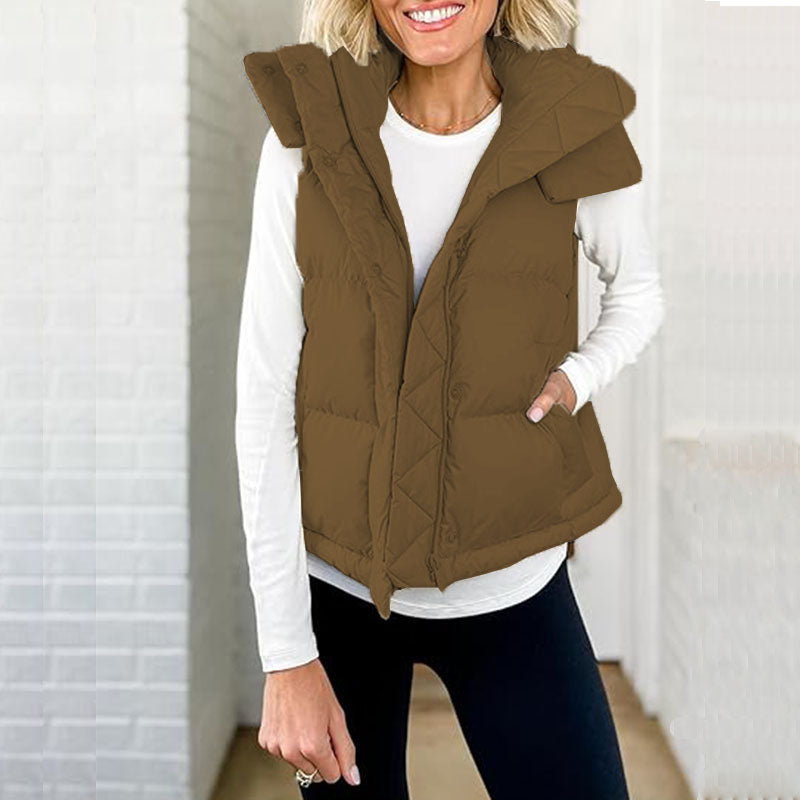 Deal Womens Quilted Puffer Vest Hooded Winter Buy 2 Get 1 Gift