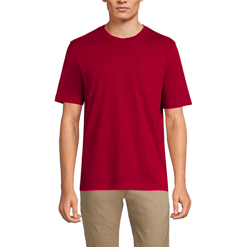 New Men Short Sleeve Tees Casual Cotton Basic Shirts with Pocket