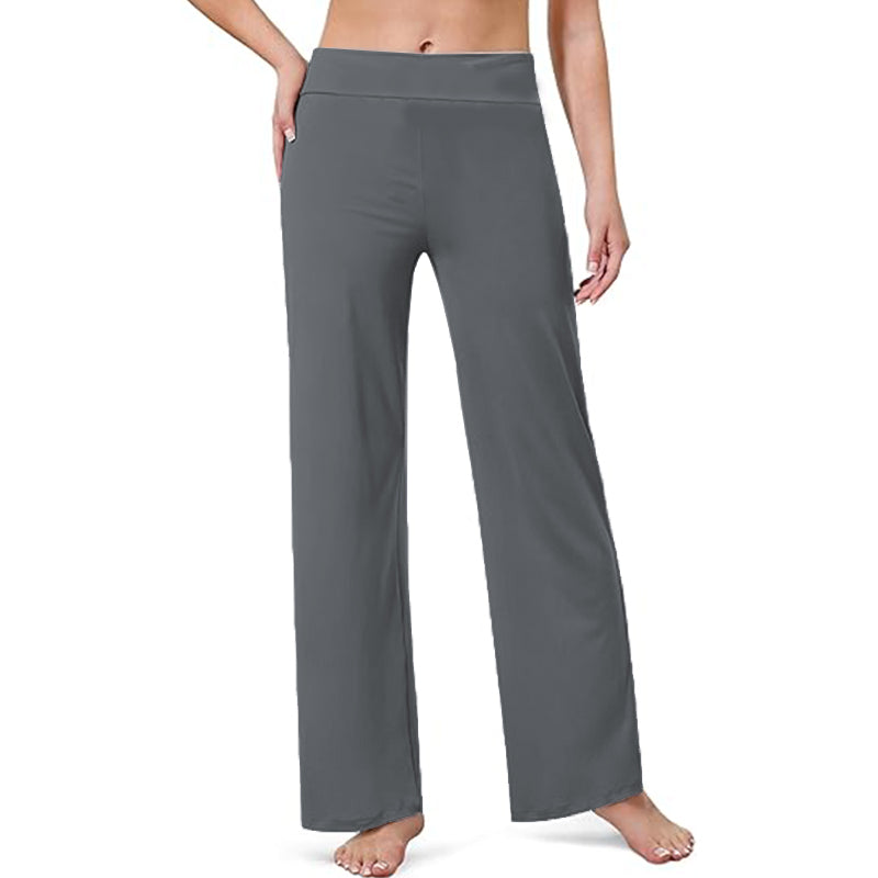 Wide Leg Stretchy Casual Pants for Women High Waisted