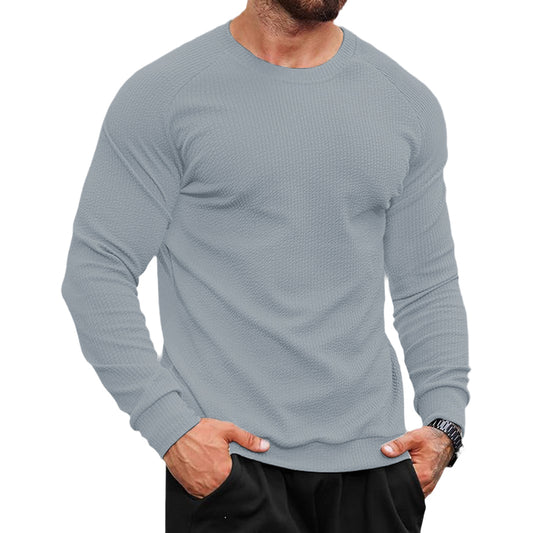 Men Sweatshirts Geometric Texture Long Sleeve Casual Pullover Shirt
