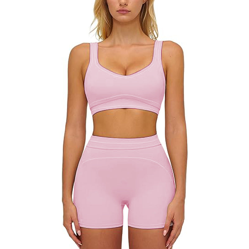Women's sports bra and yoga shorts set Pilates 2-piece set