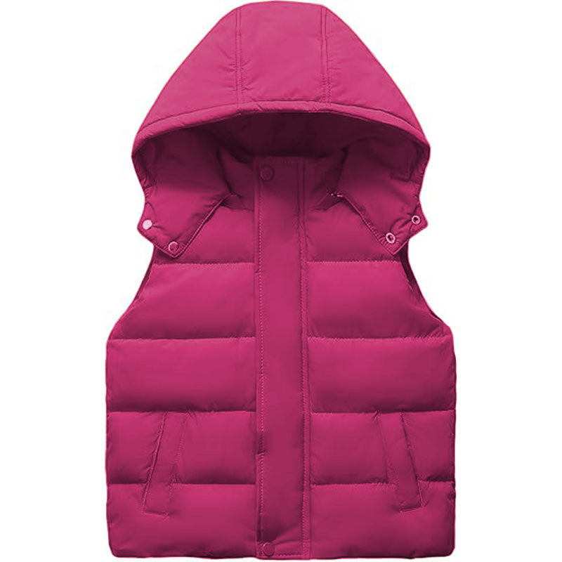 6 Color Womens Quilted Puffer Vest Hooded Winter Casual Stand Collar Gilet