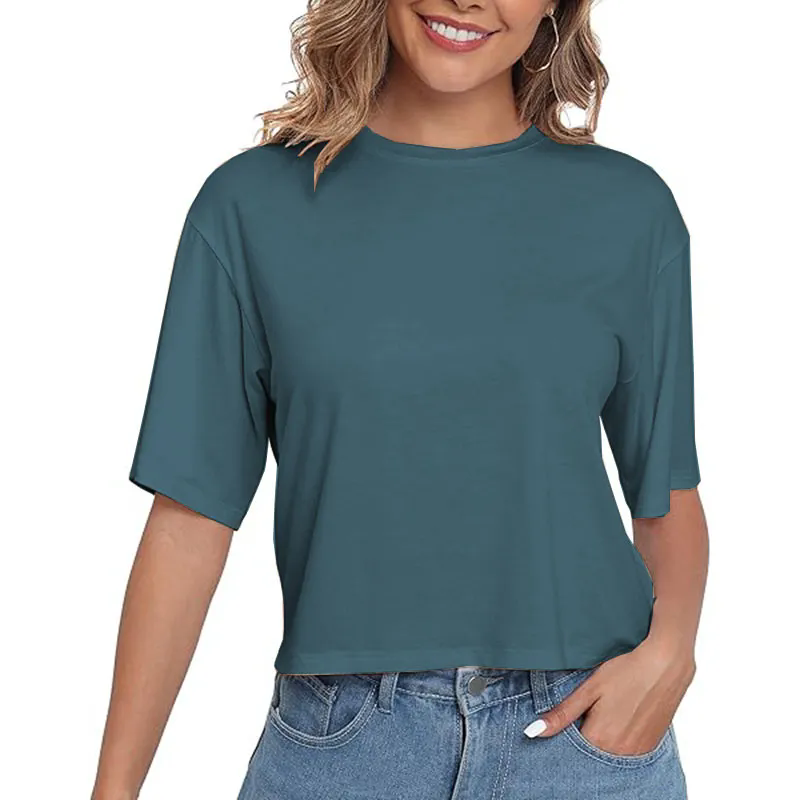 Basic for Women Short Sleeve Casual Tops Trendy Solid Loose Fit Tshirt