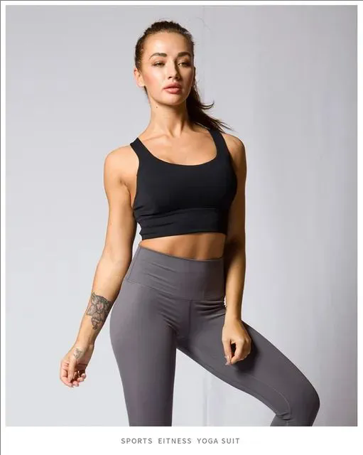 5 color Padded Gym Yoga Sport Bras Top Women Longline Cross Strap Workout Bras
