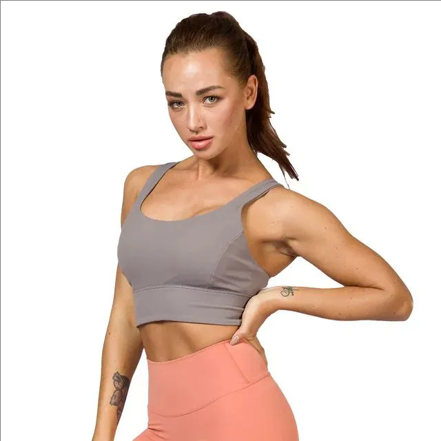 5 color Padded Gym Yoga Sport Bras Top Women Longline Cross Strap Workout Bras