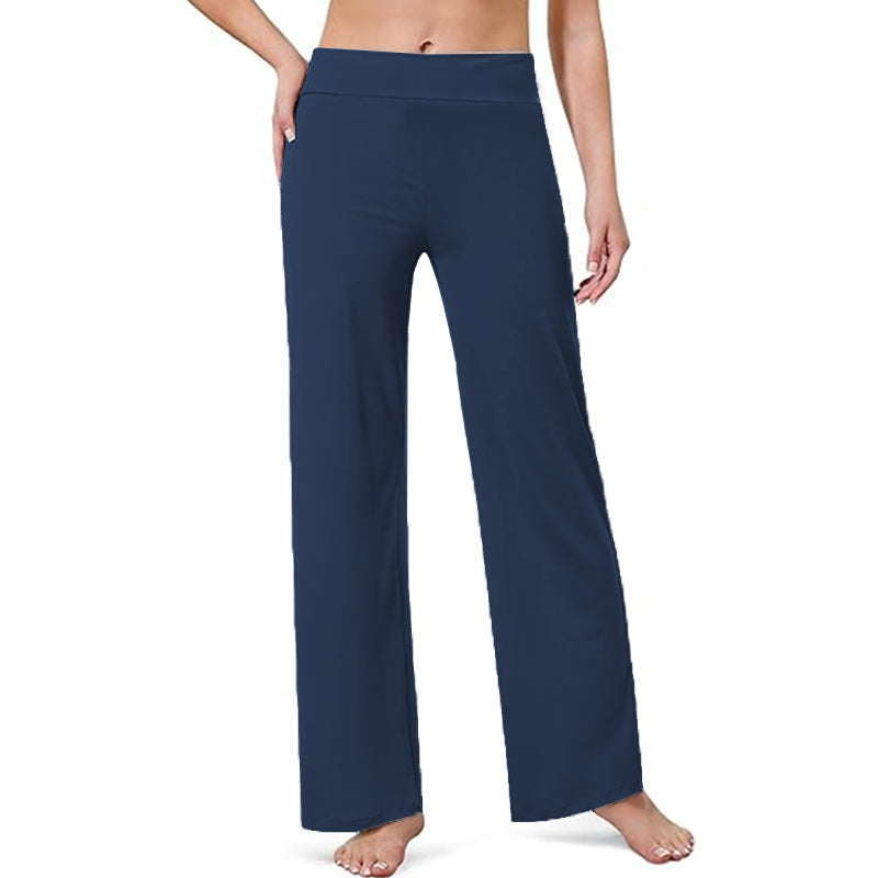 Wide Leg Stretchy Casual Pants for Women High Waisted