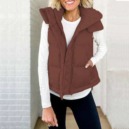 Deal Womens Quilted Puffer Vest Hooded Winter Buy 2 Get 1 Gift