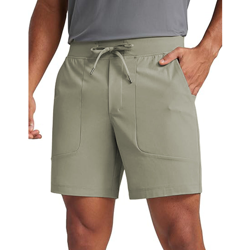 Men's comfortable golf casual shorts with elastic waist, lightweight and quick drying