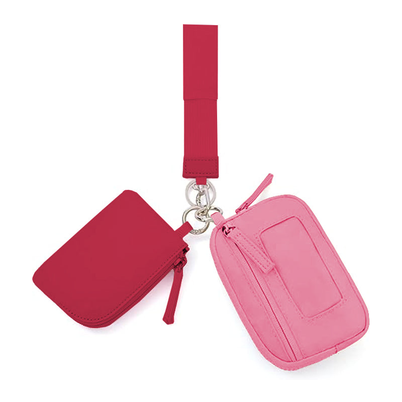 2025Keychain Wristlet Wallet Dual Pouch Wristlet Portable Small Wallet