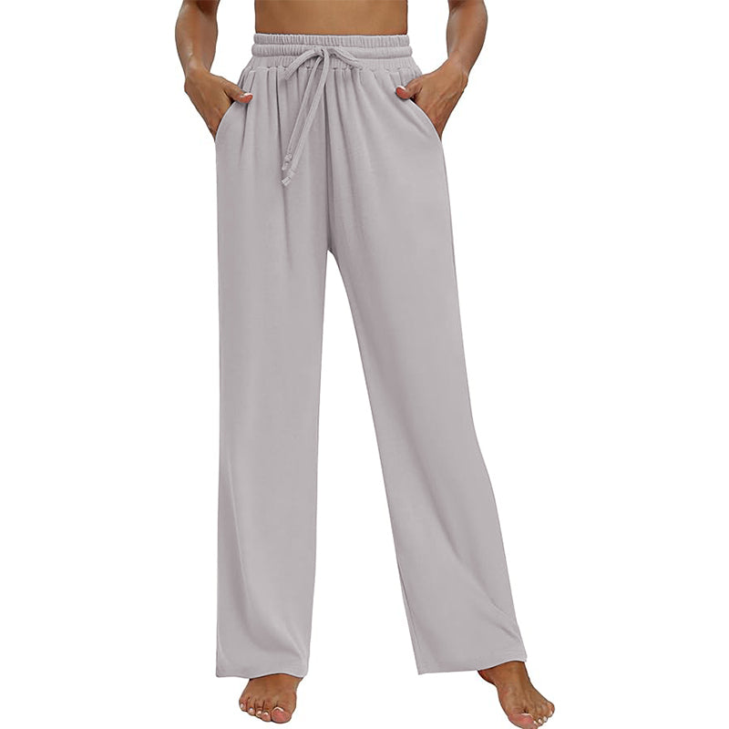 Women Wide Leg Pants Elastic Waist Lounge Pants with Pockets