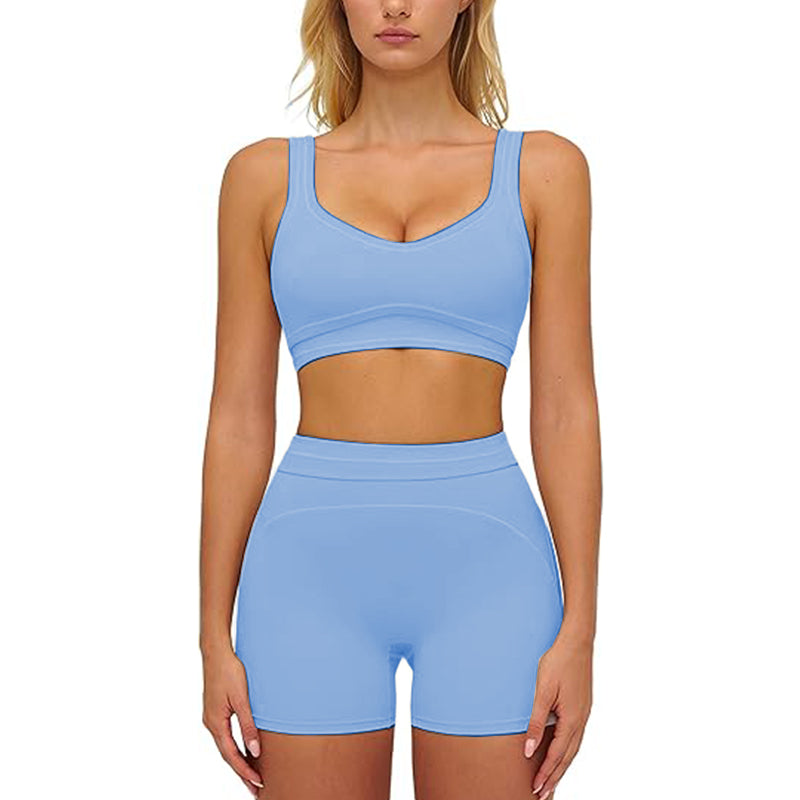 Women's sports bra and yoga shorts set Pilates 2-piece set