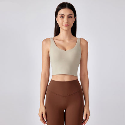 Women Padded Gym Yoga Sport Top Longline Cross Strap Workout Exercise