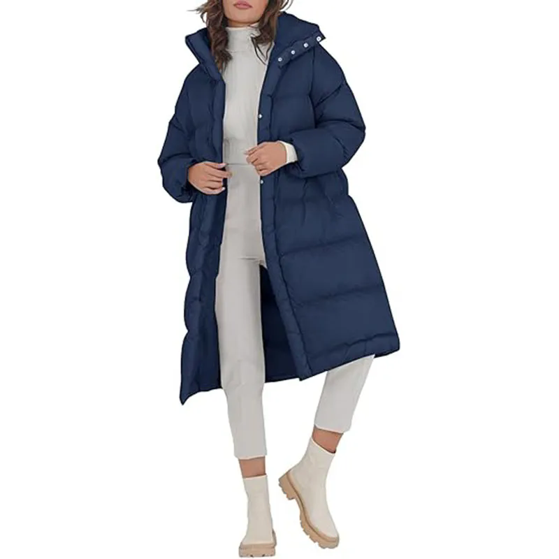 Women's Winter Long Sleeve Jacket Collar Baggy Long Down Coats