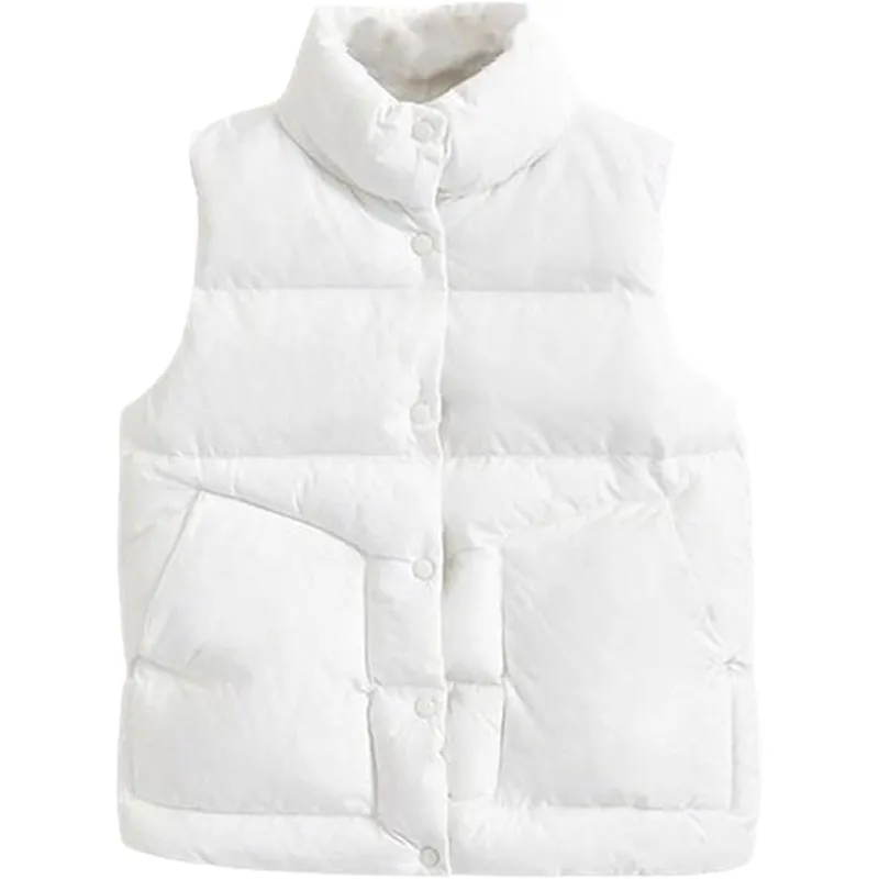 Women Stand Collar Down Jacket Warm Coat Sleeveless Winter Vest Jacket