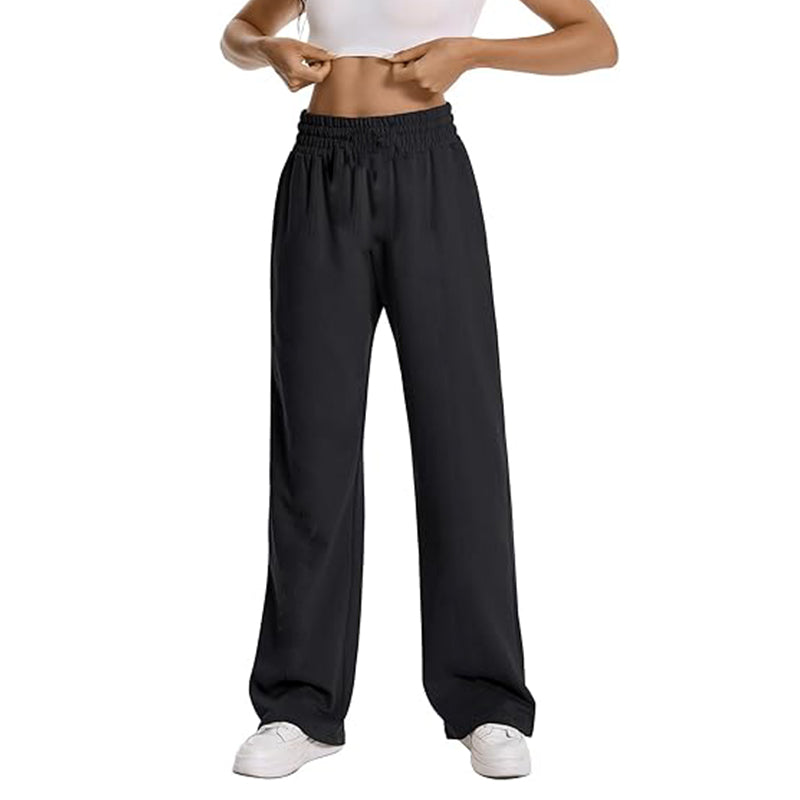New Women Wide Leg Pants Elastic Waist Lounge Pants with Pockets
