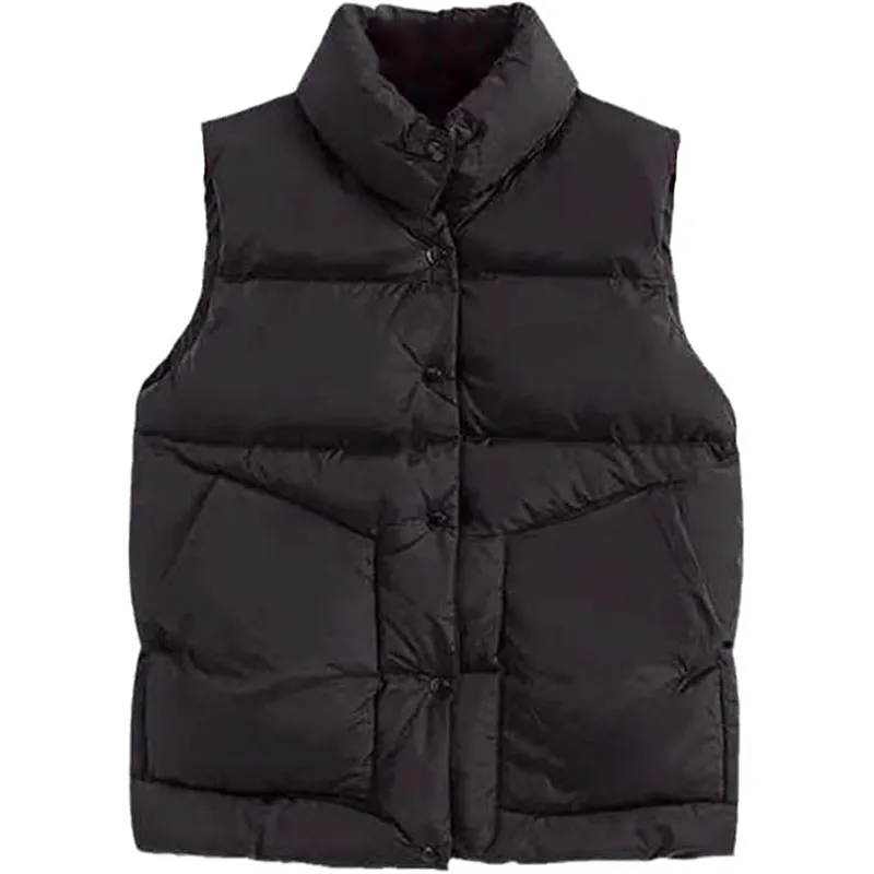 Women Stand Collar Down Jacket Warm Coat Sleeveless Winter Vest Jacket