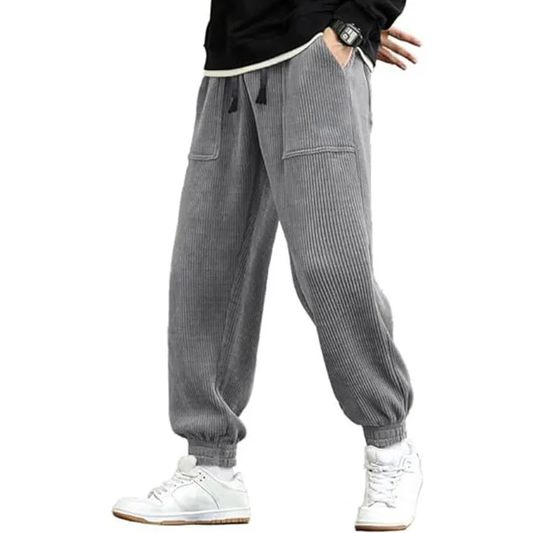 Mens Corduroy Joggers Pants Casual with Pockets
