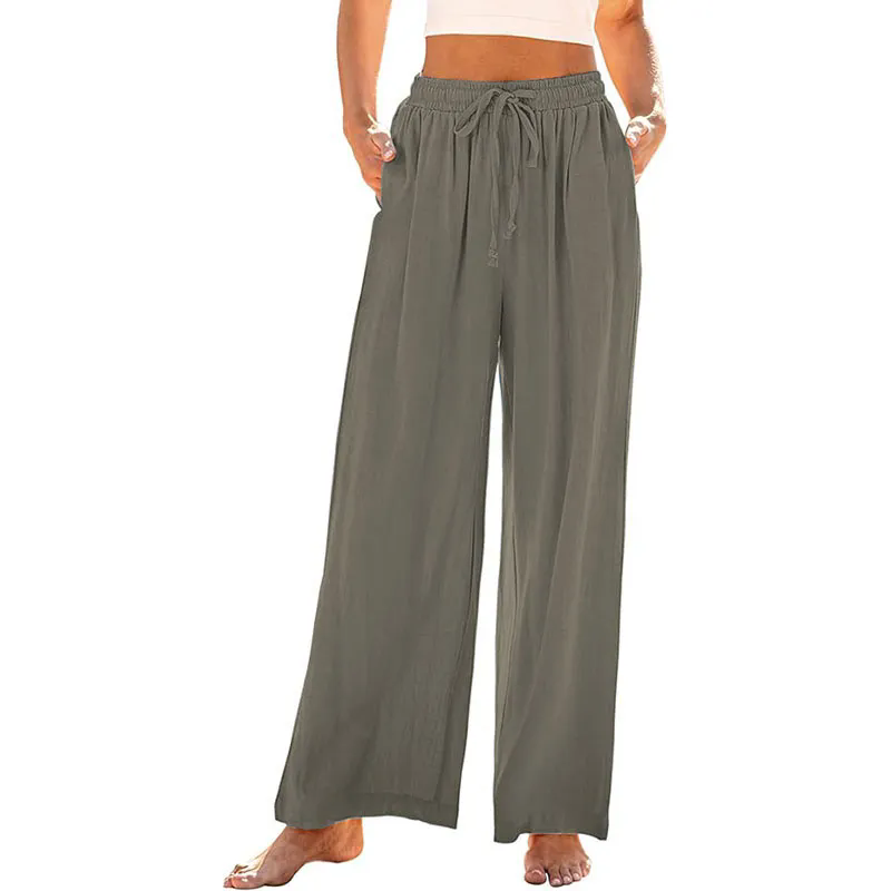 Women's Wide Leg Lounge Pants with Pockets Lightweight High Waisted
