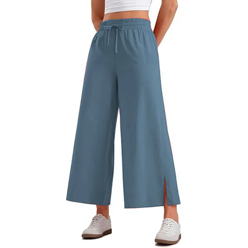 Women's Cropped Paper Bag High Waist Pants 24"with Pockets