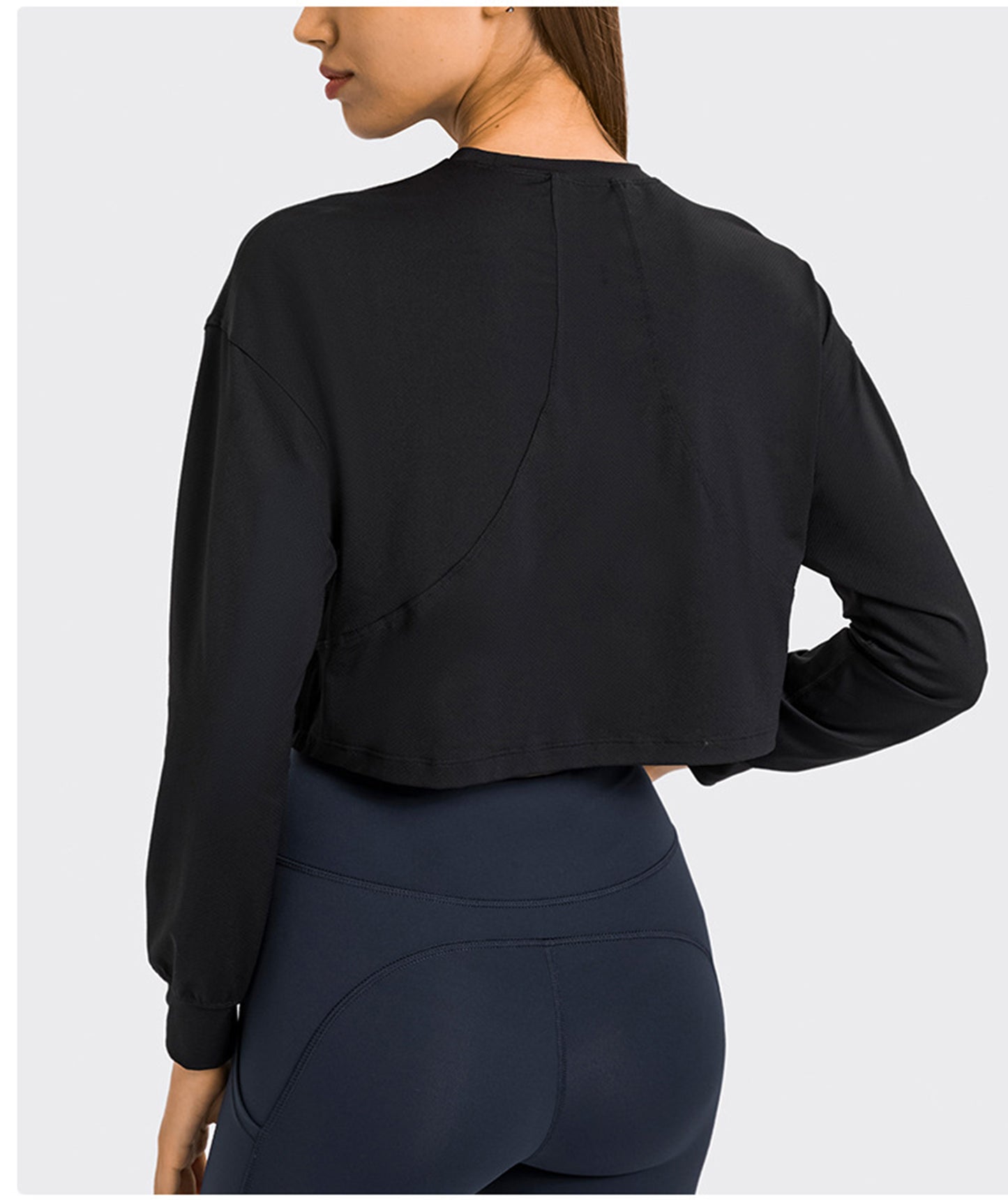 Long Sleeve Sport Tank Women Loose Ribbled Plain Fitness Breathable Tops