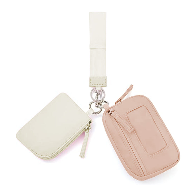 2025Keychain Wristlet Wallet Dual Pouch Wristlet Portable Small Wallet