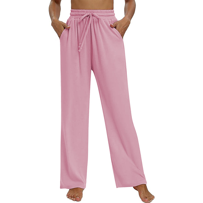 Women Wide Leg Pants Elastic Waist Lounge Pants with Pockets