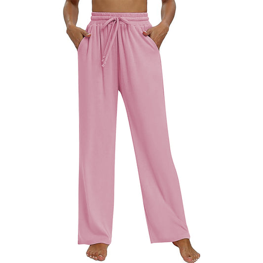 Women Wide Leg Pants Elastic Waist Lounge Pants with Pockets