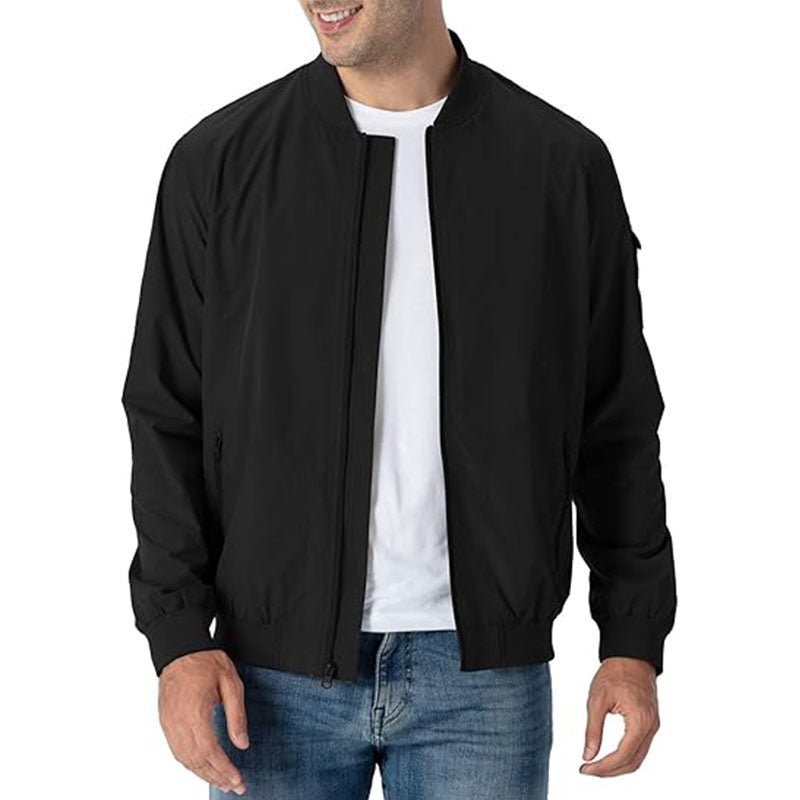 Men Lightweight Casual Spring Fall Windbreaker Zip Up Coat with Pocket