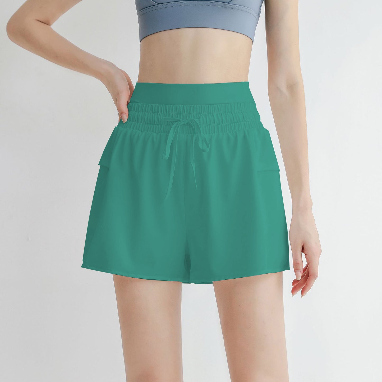 Women's High Waisted Running Sporty Gym Elastic Workout Shorts