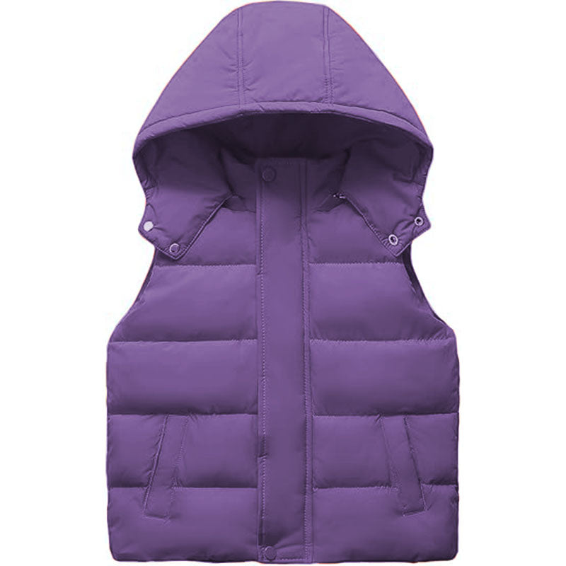 6 Color Womens Quilted Puffer Vest Hooded Winter Casual Stand Collar Gilet
