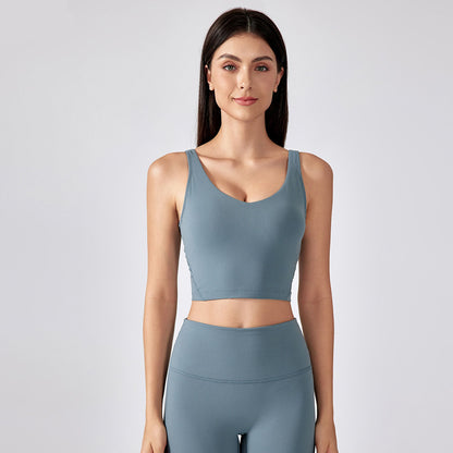 Women Padded Gym Yoga Sport Top Longline Cross Strap Workout Exercise