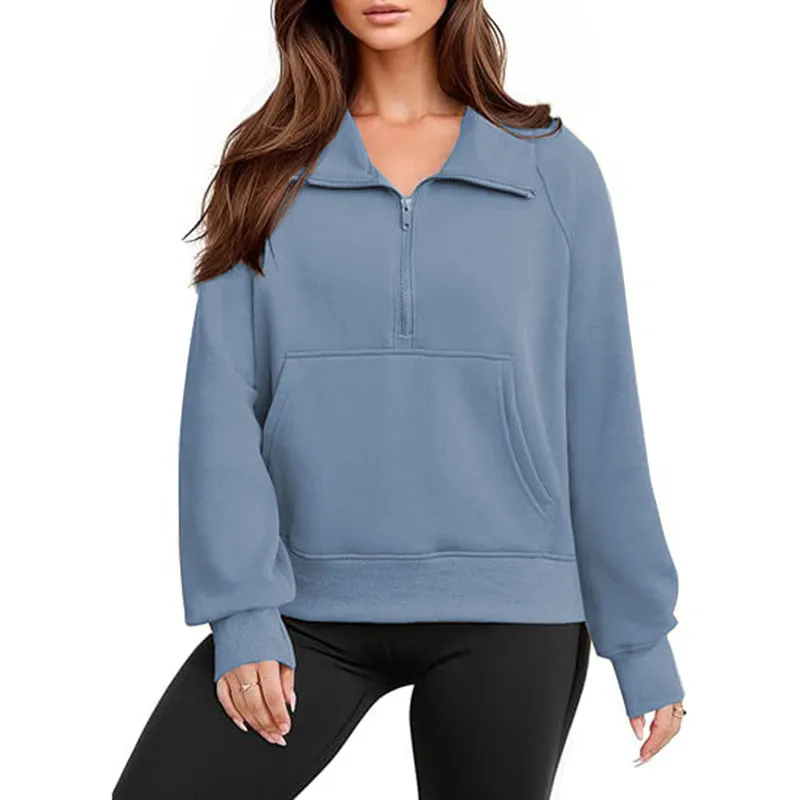 Womens Long Sleeve Button Neck Jacket Side Slit Casual Tops