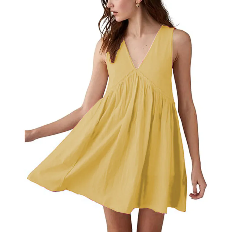 Womens Tennis Dress Pleated Sleeveless Built in Shorts