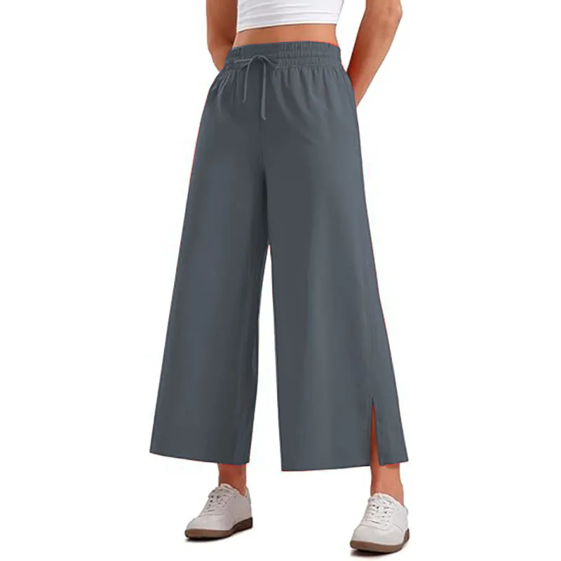 Women's Cropped Paper Bag High Waist Pants 24"with Pockets