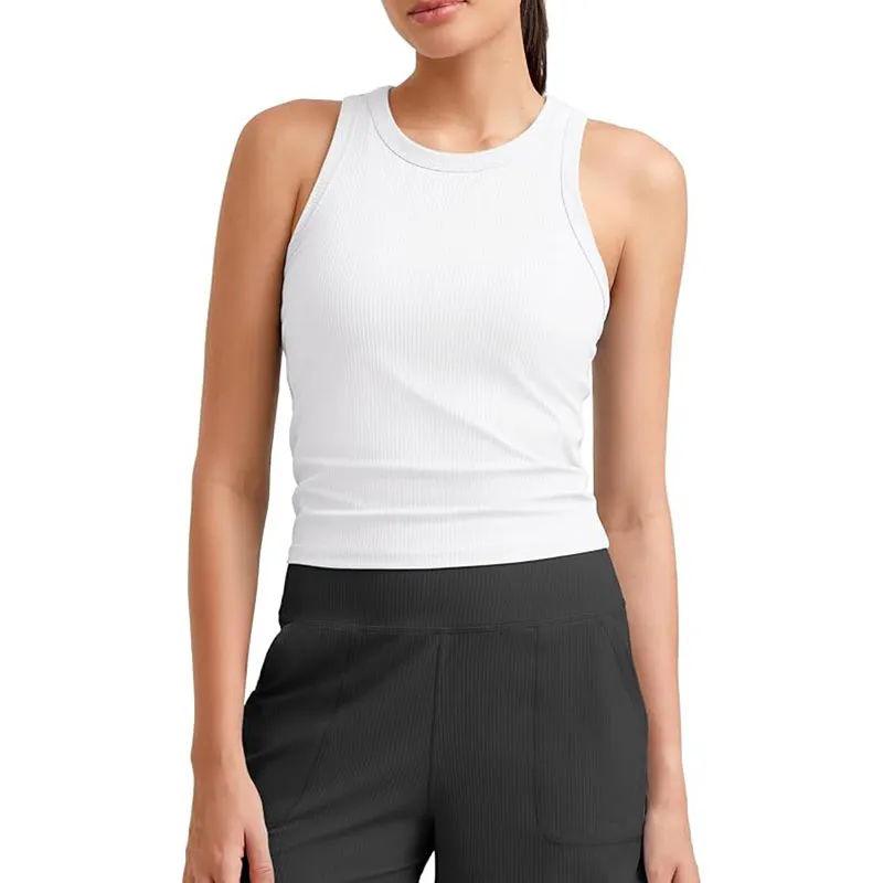 Women Tank Top with Built In Bra 4-way stretch Fabric Slim Fit Top